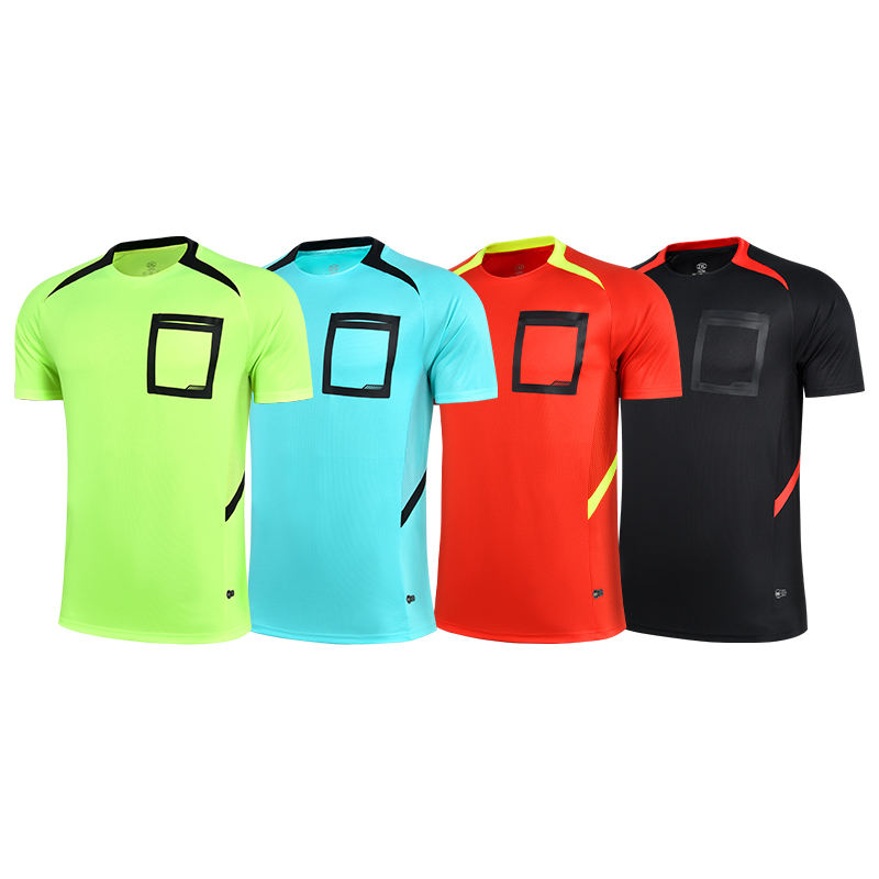 Adult Football Referee Jerseys Custom Men Shirts Pockets Judge Short Sleeve  Uniform Team Soccer Shirt Soccer Jersey Set Clothes