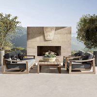Conjunto de sofá de jardín de teca moderno de lujo personalizado de gama alta Muebles de exterior impermeables Terraza Hotel Patio Sofá de teca Fabricante