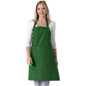 Delantal de cocina de algodón resistente a las gotas de agua para mujer con bolsillos ajustables 10 opciones de color para cocinar - Product Image 5