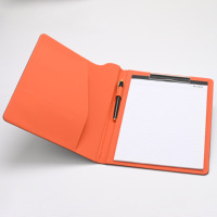 En Stock, Portapapeles de Cuero PU Personalizado de Doble Capa, A4, con Bolsillo para Bolígrafo, Carpeta de Negocios para Reuniones de Oficina, OEM