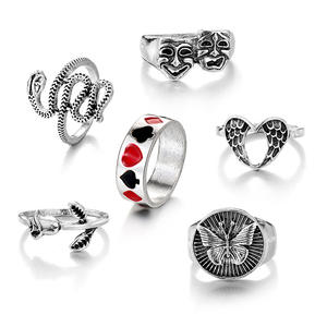 Anillos de moda Retro estilo Punk de 24 piezas estilo Retro borde cruzado oscuro Hip Hop calavera araña solitario hecho de aleación - Product Image 5