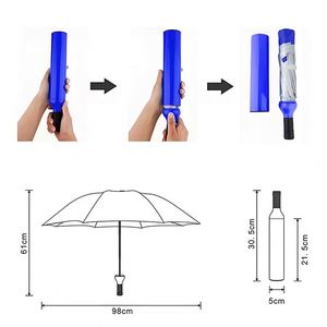 ร่มพับ 3 ตอน พิมพ์ลายสีเหลือง 8K แบบกำหนดเอง สำหรับขวดไวน์ ของขวัญธุรกิจ พร้อมโลโก้ - Product Image 5