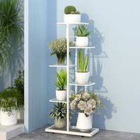 Jinsheng Support de pot de fleur en métal noir 6-7 couches Support de plante en forme d'arbre blanc pour les balcons de la maison et le jardin
