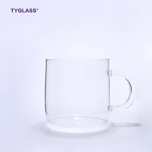 קוריאני מכירה לוהטת שקוף קפה ספל זכוכית מותאם אישית לוגו מבודד חלב אחת קיר זכוכית כוס ספלי