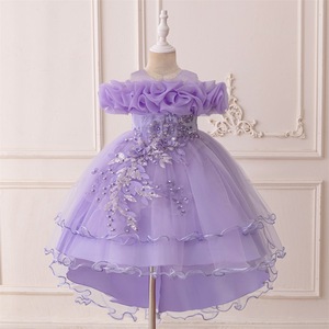 Robe de soirée élégante pour enfants, avec dentelle et empiècements en maille, idéale pour les fêtes, anniversaires et événements spéciaux - Product Image 6