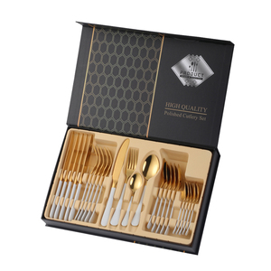 Trong kho Bộ Quà Tặng kim loại 24 cái Dao muỗng và nĩa đặt thép không gỉ dao kéo Flatware Bộ - Product Image 3