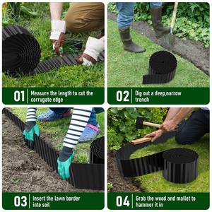 Bordo per Giardino in Metallo Ondulato Nero Personalizzato 6'' x 50FT per Aiuole, Prati e <span class=keywords><strong>Bordure</strong></span> - Product Image 6