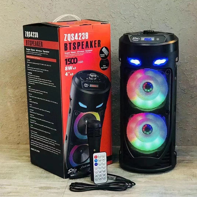 ZQS4239 Foreign Trade Direct Supply Wireless for V2.0 Speaker IPX2 Waterproof New Outdoor Square Dance Dual 4-Inch