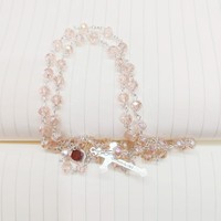 Komi gros perles de cristal religieuses chapelet avec sol saint vierge marie jésus croix pendentif prière chrétienne chapelet collier