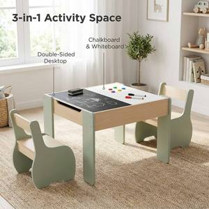 Ensemble table et chaise d'étude pour enfants en bois massif moderne et luxueux avec des dispositifs de sécurité pour l'école, la maison et le salon - Product Image 4