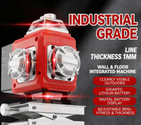 Niveau laser vert industriel 360° à auto-nivellement 12 lignes, outil laser croisé avec batterie Li-ion rechargeable pour le carrelage