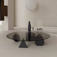 Table basse en verre trempé de style créatif et luxueux avec cadre en métal rond, design ultra-minimaliste moderne pour salon
