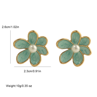 Pendientes de Flor con Baño de Oro PVD en Acero Inoxidable Esmaltado a Prueba de Agua, Joyería Floral Delicada para Mujeres y Niñas
