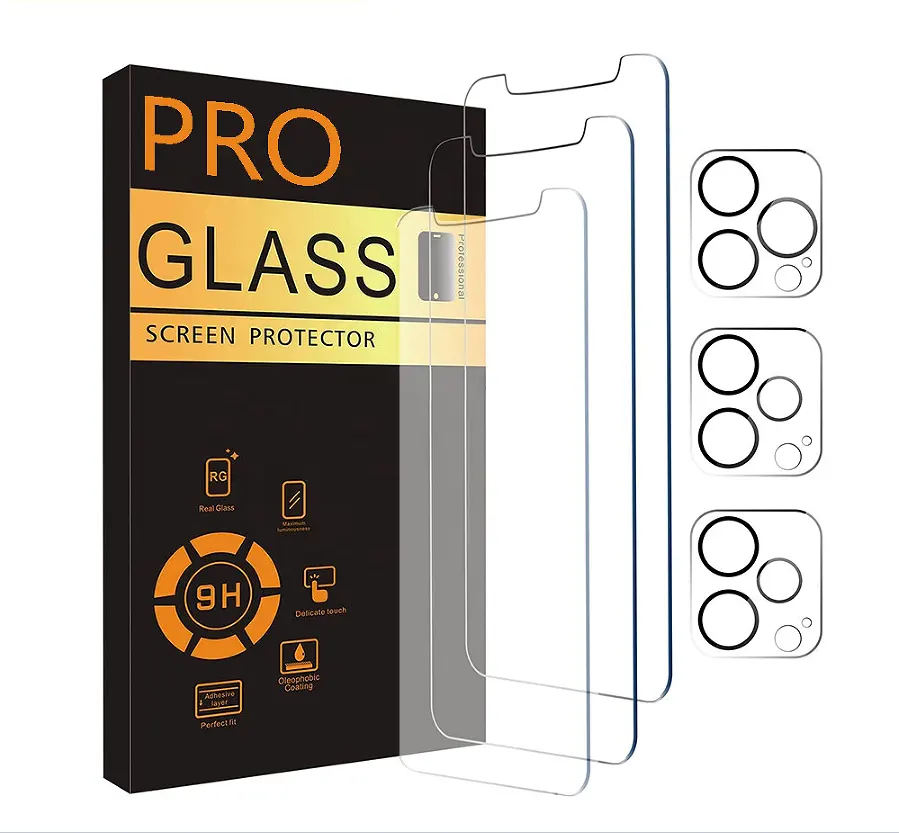 เคส3แพ็คเป็นมิตรกับสินค้าขายดี Amazon กระจกนิรภัยป้องกันหน้าจอสำหรับ Iphone 11 12 13 Pro Max พร้อมการติดตั้งด้วย