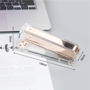 Suministros <span class=keywords><strong>de</strong></span> oficina Accesorios <span class=keywords><strong>de</strong></span> escritorio rosa dorado tira completa 24/6 <span class=keywords><strong>grapadora</strong></span> acrílica transparente grande y resistente - Product Image 4