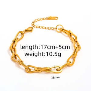 <span class=keywords><strong>Bracciale</strong></span> a catena con maglie a nodo in <span class=keywords><strong>acciaio</strong></span> inossidabile placcato oro 18 carati di alta gamma per donna, gioielli alla moda - Product Image 3