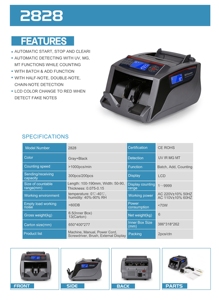 Sahteciliği Tespit Eden Taşınabilir Para Sayma Makinesi 2828C Otomatik Banknot Sayacı - Product Image 5