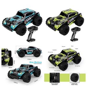 Camion tout-terrain RC à double commande 2,4G, échelle 1:20, haute vitesse 20 km/h, éclairage LED, voiture électrique rechargeable pour enfants, garçons et amateurs - Product Image 4