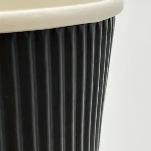 Hot Coffee Paper Cup Disposable Double Wall Paper Cup Ripple Paper Cup