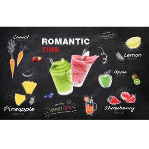Dibujado a mano pizarra jugo de fruta bebida papel tapiz impermeable - Product Image 4
