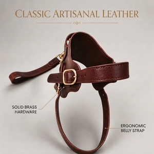 Harnais pour <span class=keywords><strong>chien</strong></span> en cuir véritable rétractable, nouvelle conception, épaissi, anti-traction, avec laisse pour grands chiens, pour la promenade et l'entraînement - Product Image 3
