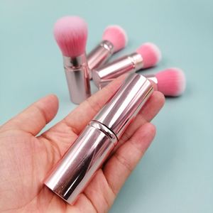 Pinceau à poudre télescopique rétractable en or rose, marque privée, pour le visage, outils cosmétiques de maquillage, mini pinceaux à blush individuels, vente en gros - Product Image 2