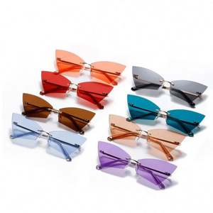 Nouvelles lunettes de soleil carrées œil de chat rouges sans monture, mode vintage 2020 pour hommes et femmes - Product Image 5