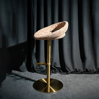 Tabouret de bar moderne en acier inoxydable réglable avec finition brossée et siège pivotant pour utilisation à la réception et au comptoir