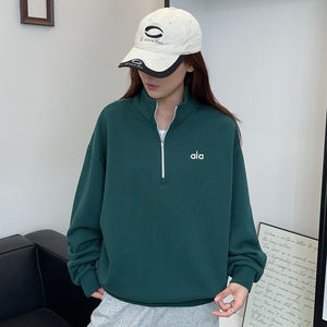 <span class=keywords><strong>Felpa</strong></span> con Mezza Zip Personalizzata con Logo, Moda di <span class=keywords><strong>Marca</strong></span> all'Ingrosso, Tinta Unita, Vestibilità Oversize, Collo Alto, per Fitness - Product Image 5