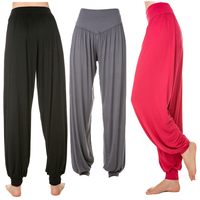 Nouveau pantalon modal anti-boulochage fonction solide Bloomers froissé Cargo Style Harem danse femmes taille haute pantalon de Yoga ample