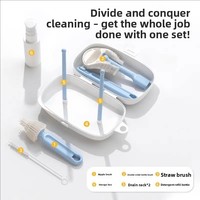 Ensemble de brosses portables en silicone pour biberons et tétines, pour le nettoyage des tasses de bébé et le rangement
