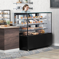 Vitrine de présentation de pâtisserie chaude en verre carré de 1500 mm en gros