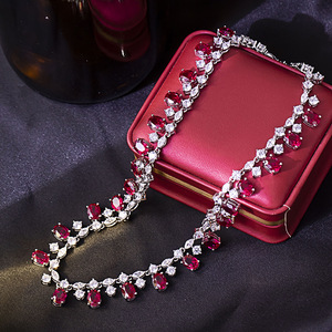 Ruizuan High-End 6*8mm Lab <strong>Ruby</strong> <strong>Necklace</strong> Vintage Style Oval Shaped Jewelry for Wedding Engagement or Gift - Product Image 3