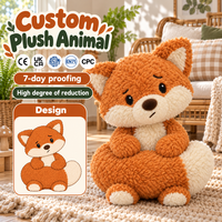 Fabricant OEM ODM de jouets en peluche personnalisés : Peluche renard orange avec queue touffue et visage brodé, marque privée, approvisionnement en gros
