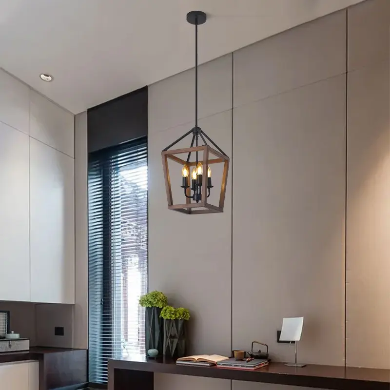 Luminária pendente de ferro para decoração de casa, estilo americano retrô, lustre de mesa nórdico moderno, ideal para quarto