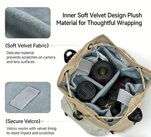 Sac bandoulière tendance <span class=keywords><strong>pour</strong></span> <span class=keywords><strong>appareil</strong></span> <span class=keywords><strong>photo</strong></span> avec cordon de serrage, imperméable et doublé en peluche, <span class=keywords><strong>pour</strong></span> appareils <span class=keywords><strong>photo</strong></span> hybrides/reflex numériques, vente en gros ODM - Product Image 4