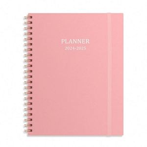Custom Printing 2024-2025 Rose Gold Foil Spiral <b>Leather</b> Cover Organizer Planner Journal Diary <b>A4</b>/A5 <b>Notebook</b> - Product Image 1
