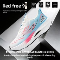 Chaussures de course sur route et de marathon unisexe gris-bleu dégradé gris froid, éco-responsables et équilibrées en termes de carbone