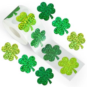 St. Patrick của ngày Sticker Holographic shamrock Sticker CuộN lấp lánh màu xanh lá cây may mắn Clover seal nhãn cho bên Irish thẻ phong bì - Product Image 1