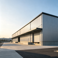 Structure en acier moderne pour entrepôt logistique, atelier de production, hall - Solution d'ingénierie à grande portée pour hôpital, garage, hangar, gymnase