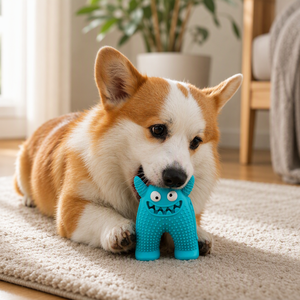 ของเล่นสุนัขแบบมีเสียงสำหรับลูกสุนัขที่กำลังฟันขึ้น ของเล่นเคี้ยวแบบอินเทอร์แอคทีฟสำหรับสุนัขขนาดเล็กถึงกลาง ทำจากซิลิโคนเกรดอาหาร รูปการ์ตูนมอนสเตอร์ ทำความสะอาดง่าย - Product Image 6