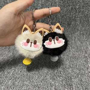 Cute Cartoon Lucky Fluffy Fur Ball Bell cat Puff Keychain Cute Cat Keychain Plush <b>Bag</b> Fashion Pendants Charms - Product Image 6