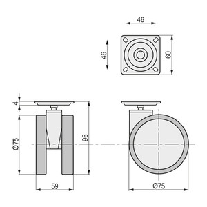 Ruota girevole Duncan 75 h96 bianca senza freno - Product Image 3