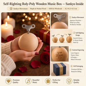 <span class=keywords><strong>Caja</strong></span> de Música Redonda de Madera con Mecanismo de Cuerda, Esfera Autorregulable de Arce y Nogal, Grabado Personalizado, Regalo de Navidad - Product Image 3