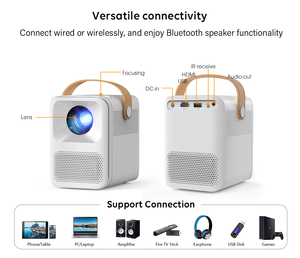 Mini Proyector CR35 1080P Full HD Android 9 con Altavoces Integrados, <span class=keywords><strong>Cine</strong></span> en Casa Portátil LCD 4K con Asa de Transporte - Product Image 2