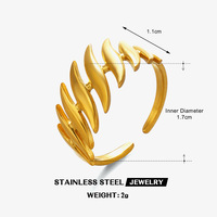 Cincin Garis Baja Anti Karat Lapis Emas 18K Gaya Eropa dan Amerika, Cincin Ujung Terbuka Baja Titanium Desain Tidak Beraturan, Pabrik