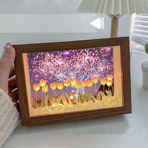 Photos personnalisées gratuites artificielles tulipe à la main veilleuses bricolage matériel chambre décor atmosphère lampe pour mariage saint valentin - Product Image 5