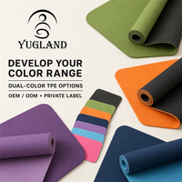 Tapete de Yoga Yugaland Premium de Doble Color TPE, con Logotipo Personalizado, Antideslizante, para Ejercicio Corporativo, Venta al Por Mayor de Fábrica