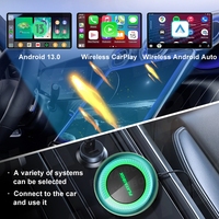 Linknew CA60 Boîte CarPlay AI avec éclairage couleur, design magique, Android 13, adaptateur sans fil Android Auto CarPlay, dongle 4+64G/8+128G