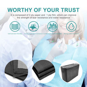 13 "<span class=keywords><strong>X</strong></span> 18" bavoir dentaire 3 plis tissu jetable noir tatouage Pad médical étanche Pe <span class=keywords><strong>film</strong></span> plastique pour bavoir dentaire - Product Image 4
